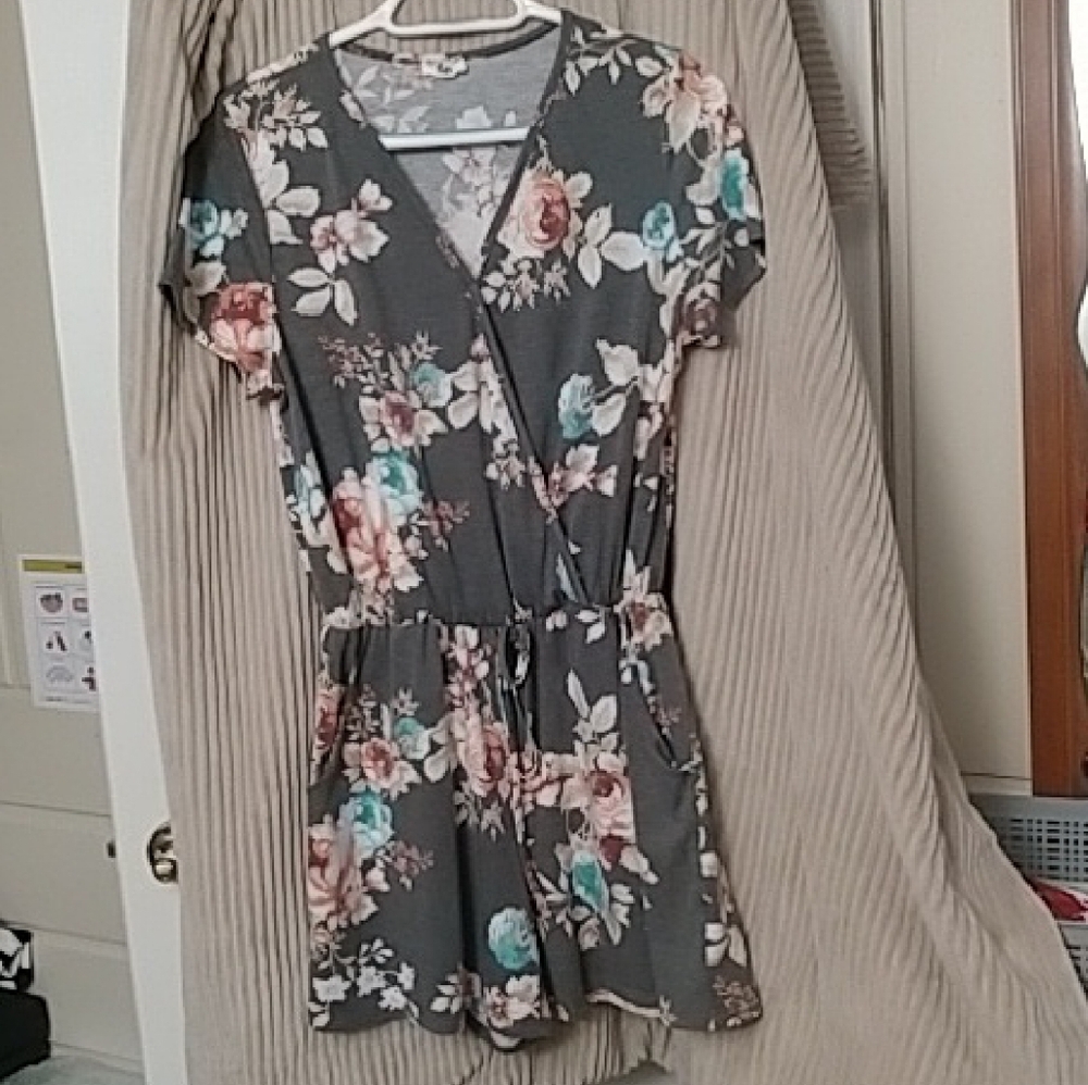 Floral Gray Wrap Dress